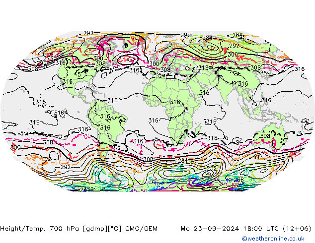 Height/Temp. 700 hPa CMC/GEM Seg 23.09.2024 18 UTC