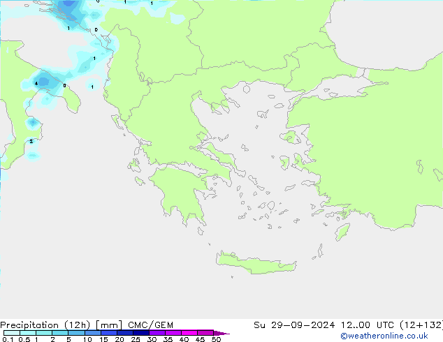 Précipitation (12h) CMC/GEM dim 29.09.2024 00 UTC