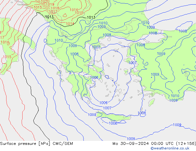 Surface pressure CMC/GEM Mo 30.09.2024 00 UTC