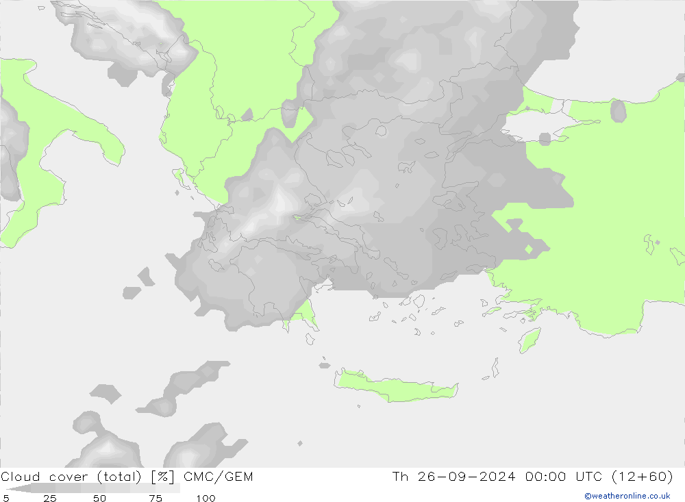 zachmurzenie (suma) CMC/GEM czw. 26.09.2024 00 UTC