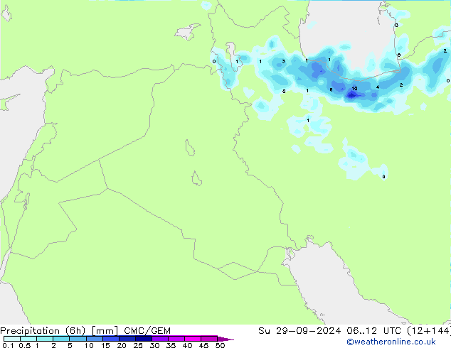 Precipitation (6h) CMC/GEM Ne 29.09.2024 12 UTC