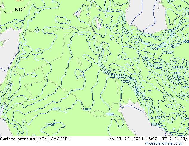 Surface pressure CMC/GEM Mo 23.09.2024 15 UTC