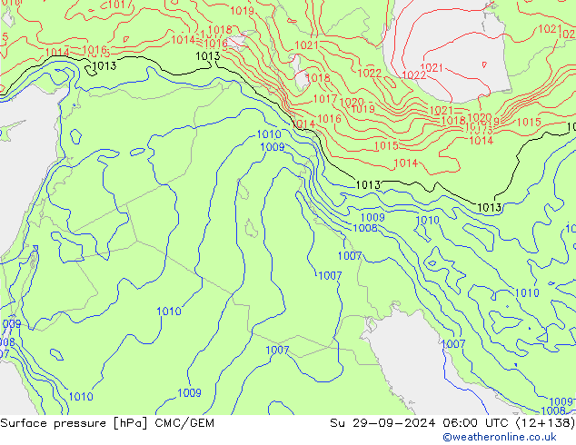 Pressione al suolo CMC/GEM dom 29.09.2024 06 UTC