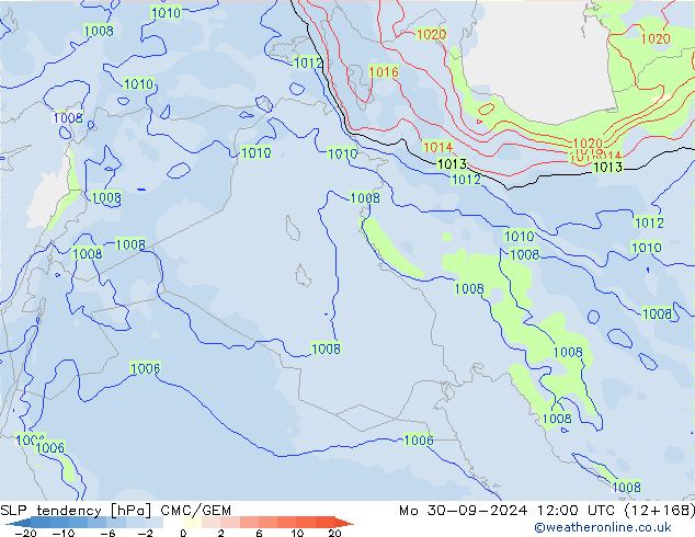 SLP tendency CMC/GEM Mo 30.09.2024 12 UTC