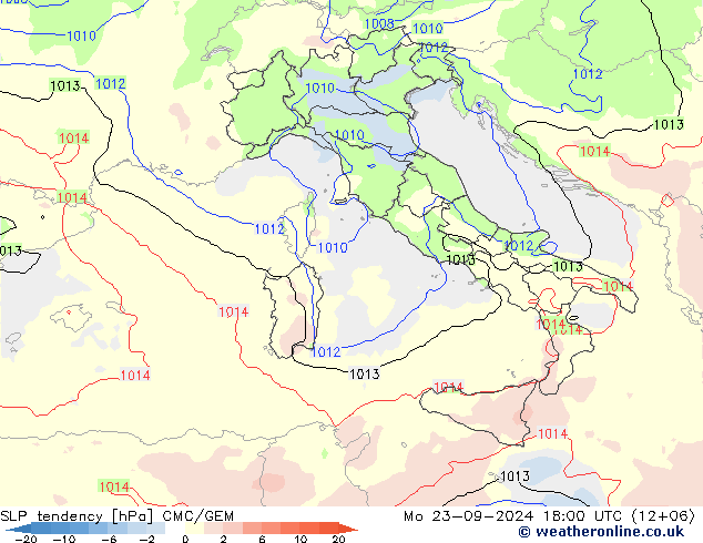 Tendance de pression  CMC/GEM lun 23.09.2024 18 UTC