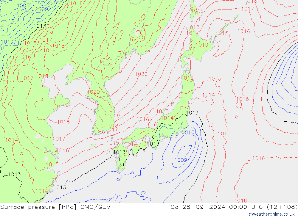 ciśnienie CMC/GEM so. 28.09.2024 00 UTC