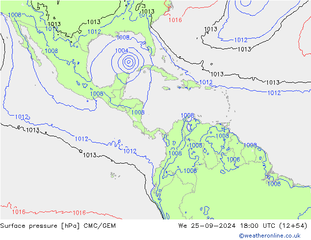 Surface pressure CMC/GEM We 25.09.2024 18 UTC