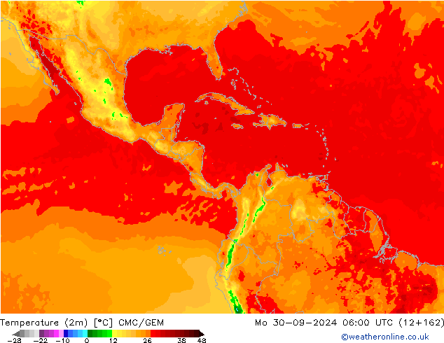 mapa temperatury (2m) CMC/GEM pon. 30.09.2024 06 UTC