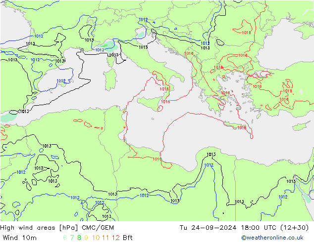 Windvelden CMC/GEM di 24.09.2024 18 UTC