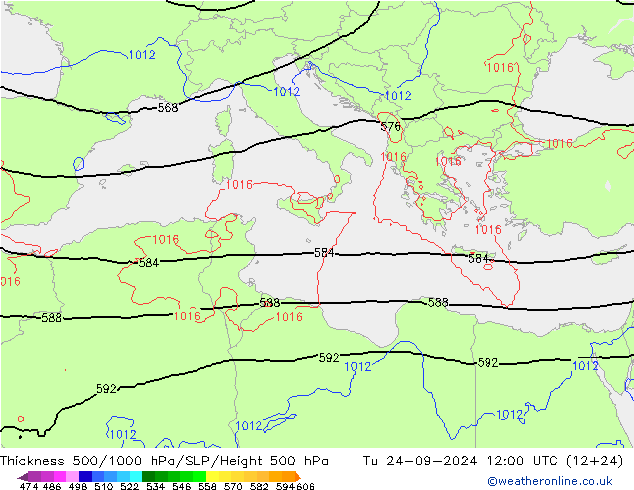 Theta-e 850hPa CMC/GEM Tu 24.09.2024 12 UTC