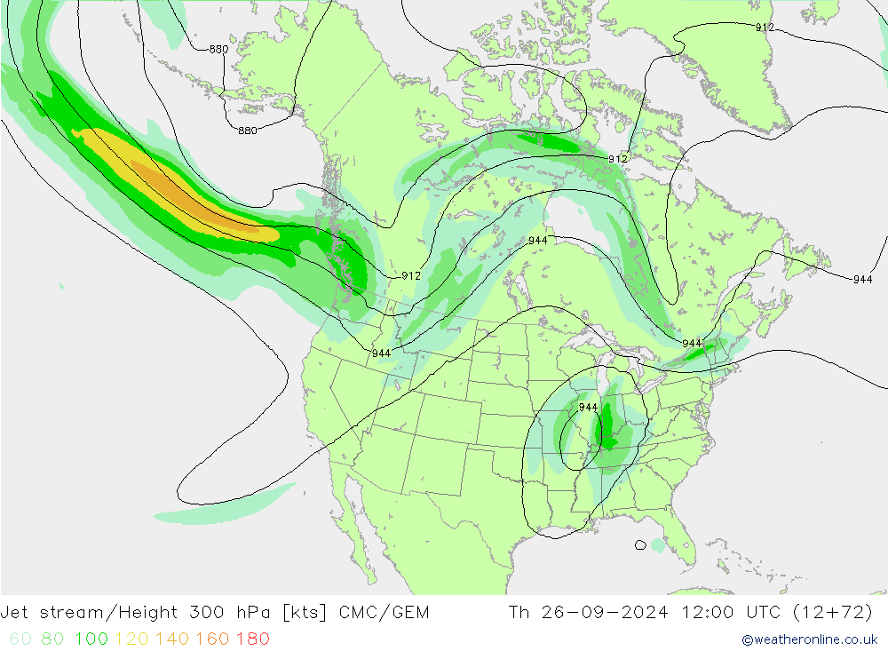 Jet stream CMC/GEM Qui 26.09.2024 12 UTC