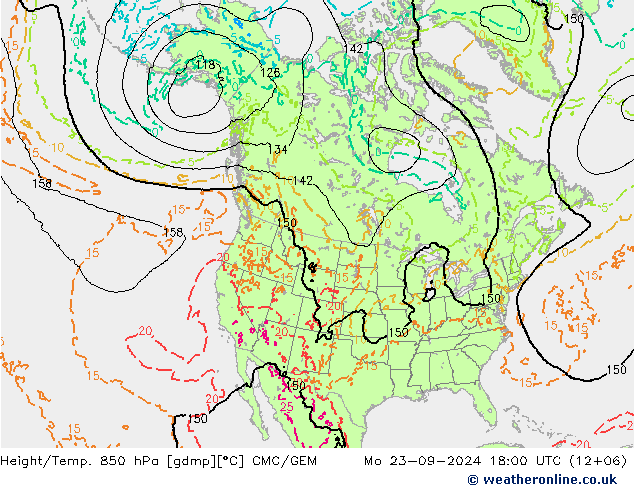 Height/Temp. 850 hPa CMC/GEM Mo 23.09.2024 18 UTC