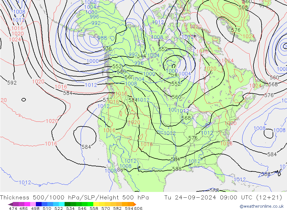 Theta-e 850hPa CMC/GEM 星期二 24.09.2024 09 UTC