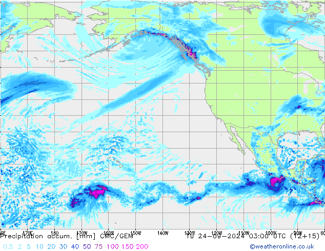 Precipitation accum. CMC/GEM wto. 24.09.2024 03 UTC