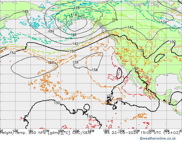 Height/Temp. 850 hPa CMC/GEM Mo 23.09.2024 15 UTC