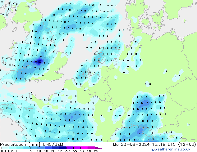 Niederschlag CMC/GEM Mo 23.09.2024 18 UTC