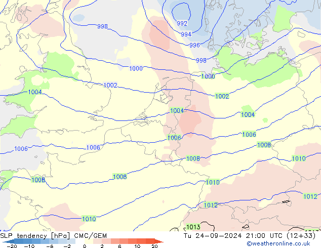 SLP tendency CMC/GEM Ter 24.09.2024 21 UTC