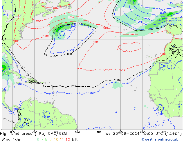 Izotacha CMC/GEM śro. 25.09.2024 15 UTC