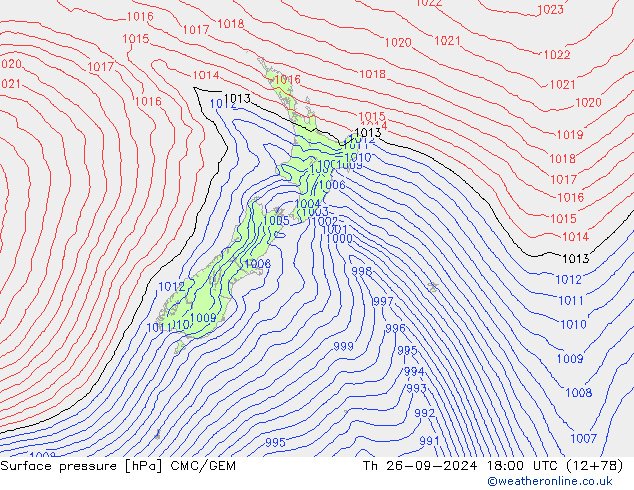 Surface pressure CMC/GEM Th 26.09.2024 18 UTC