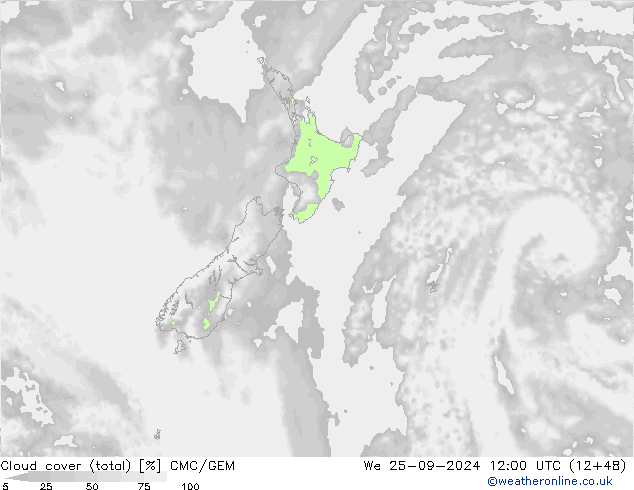 Wolken (gesamt) CMC/GEM Mi 25.09.2024 12 UTC