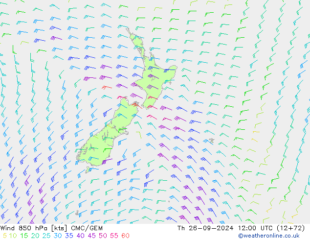 Wind 850 hPa CMC/GEM Th 26.09.2024 12 UTC