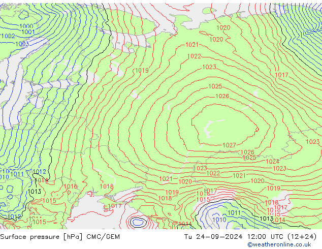 ciśnienie CMC/GEM wto. 24.09.2024 12 UTC