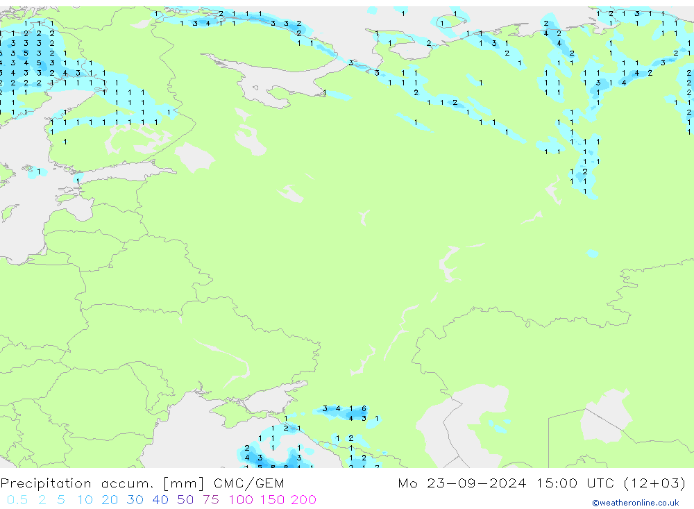 Totale neerslag CMC/GEM ma 23.09.2024 15 UTC