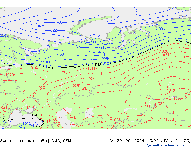 Luchtdruk (Grond) CMC/GEM zo 29.09.2024 18 UTC