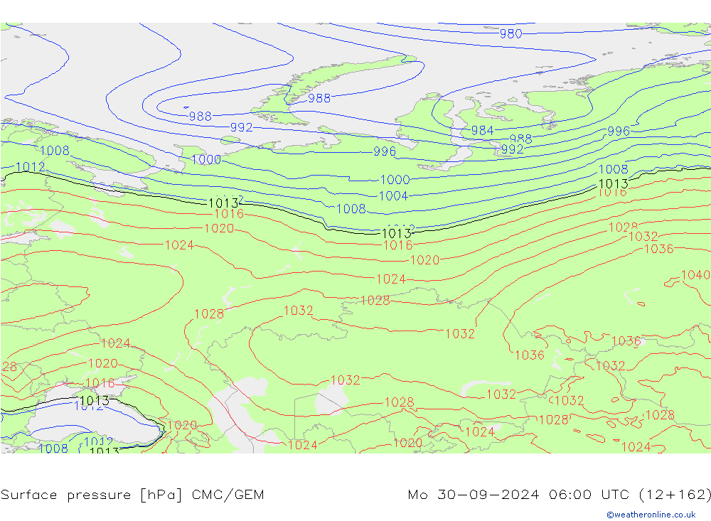 Surface pressure CMC/GEM Mo 30.09.2024 06 UTC