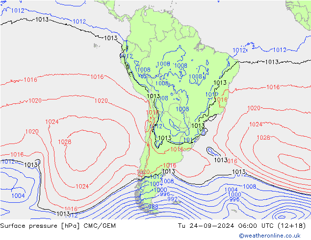 pression de l'air CMC/GEM mar 24.09.2024 06 UTC