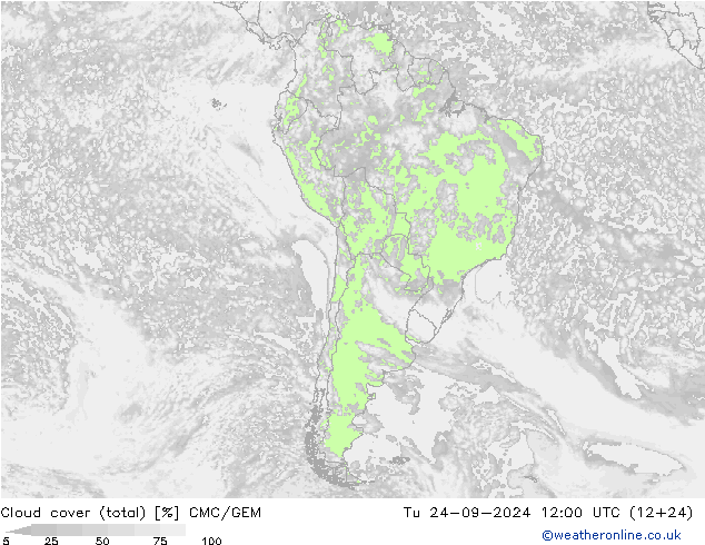 Nuages (total) CMC/GEM mar 24.09.2024 12 UTC