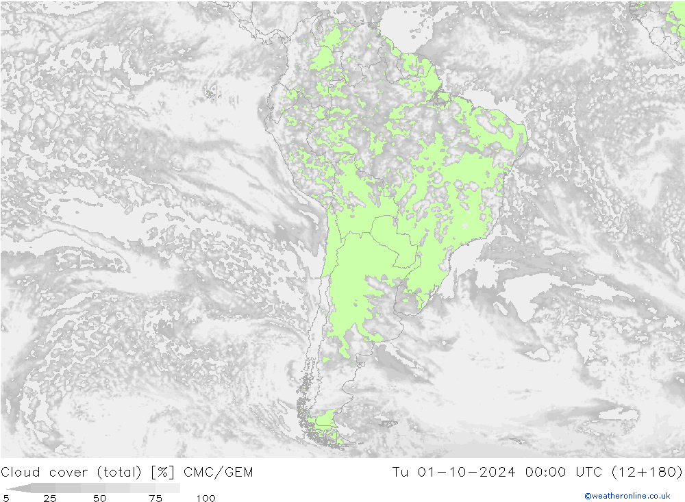 Bulutlar (toplam) CMC/GEM Sa 01.10.2024 00 UTC