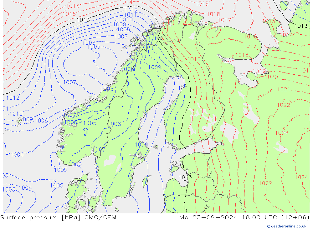 pression de l'air CMC/GEM lun 23.09.2024 18 UTC