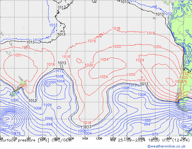 pression de l'air CMC/GEM mer 25.09.2024 18 UTC