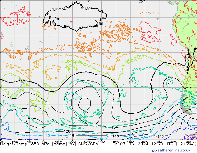 Height/Temp. 850 hPa CMC/GEM Čt 03.10.2024 12 UTC