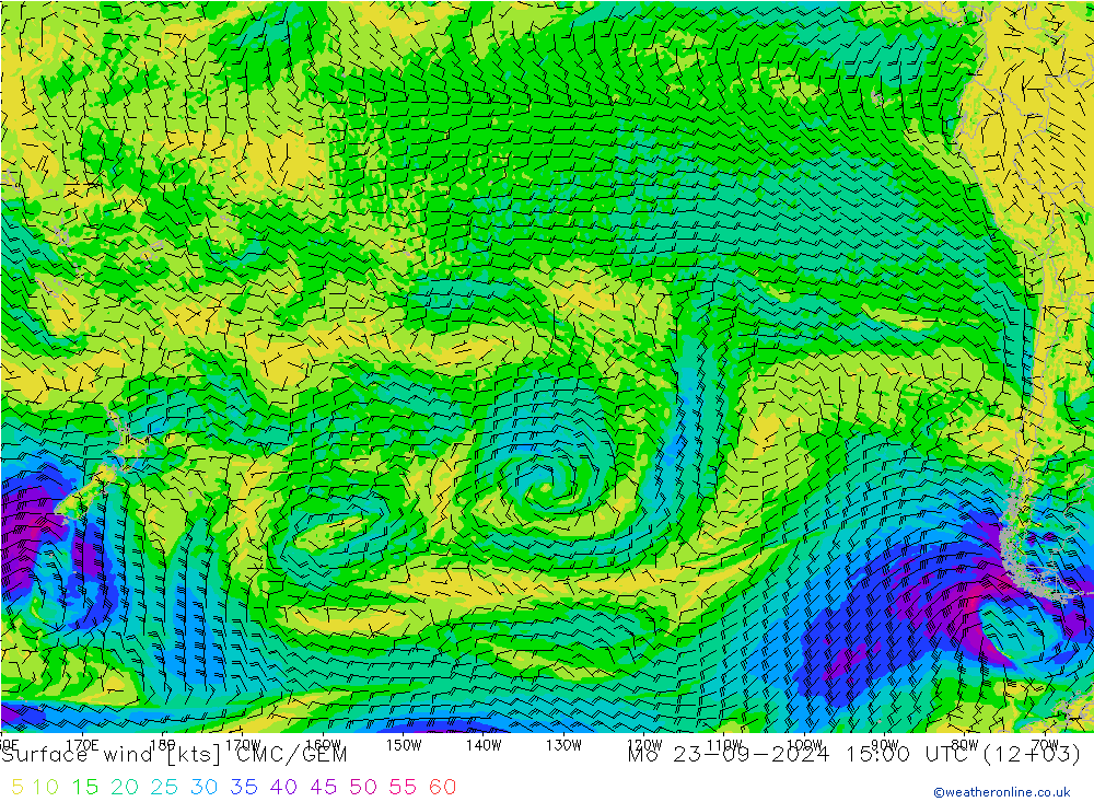 Wind 10 m CMC/GEM ma 23.09.2024 15 UTC