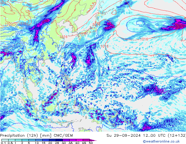 Precipitation (12h) CMC/GEM Su 29.09.2024 00 UTC