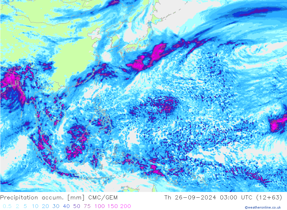 Precipitation accum. CMC/GEM Th 26.09.2024 03 UTC