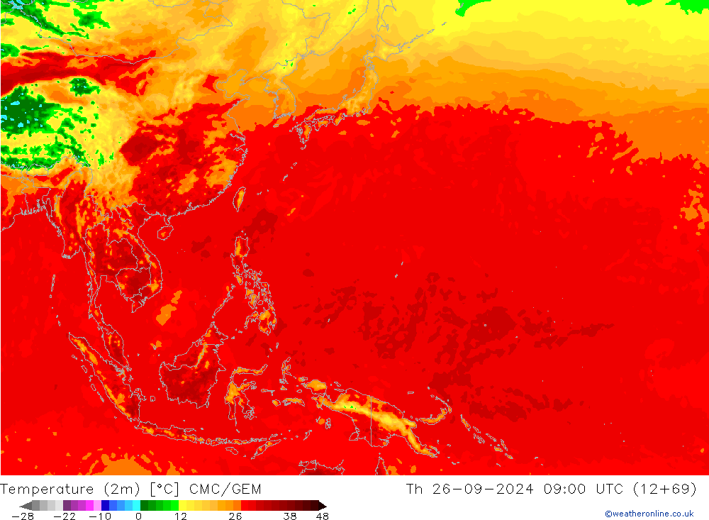 Temperatuurkaart (2m) CMC/GEM do 26.09.2024 09 UTC