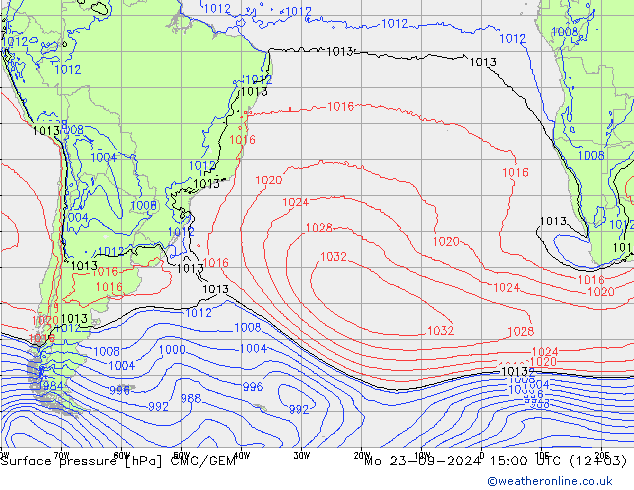 Surface pressure CMC/GEM Mo 23.09.2024 15 UTC