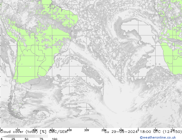 Bulutlar (toplam) CMC/GEM Paz 29.09.2024 18 UTC