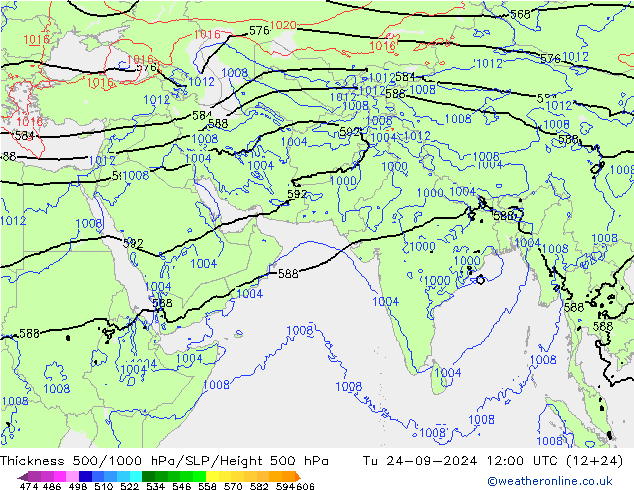 Theta-e 850гПа CMC/GEM вт 24.09.2024 12 UTC