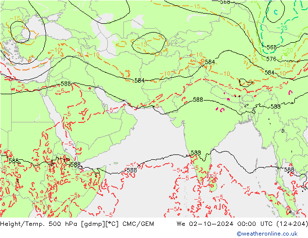 Height/Temp. 500 hPa CMC/GEM Qua 02.10.2024 00 UTC