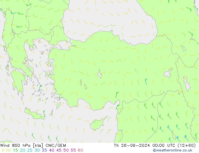 Vent 850 hPa CMC/GEM jeu 26.09.2024 00 UTC