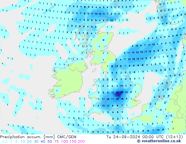 Precipitation accum. CMC/GEM вт 24.09.2024 00 UTC