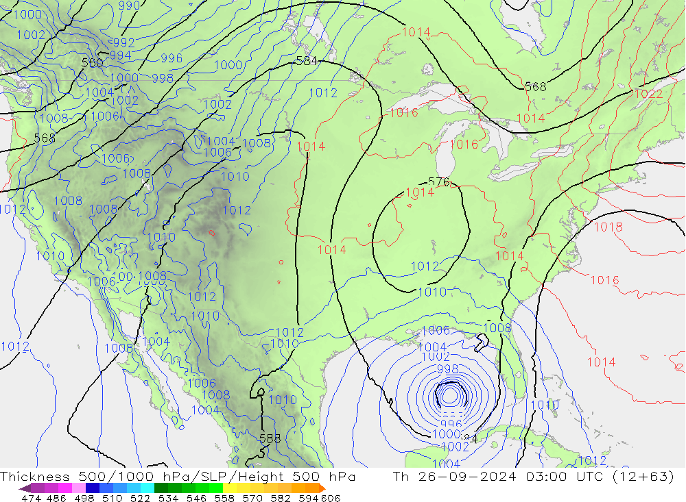 Theta-e 850hPa CMC/GEM jue 26.09.2024 03 UTC