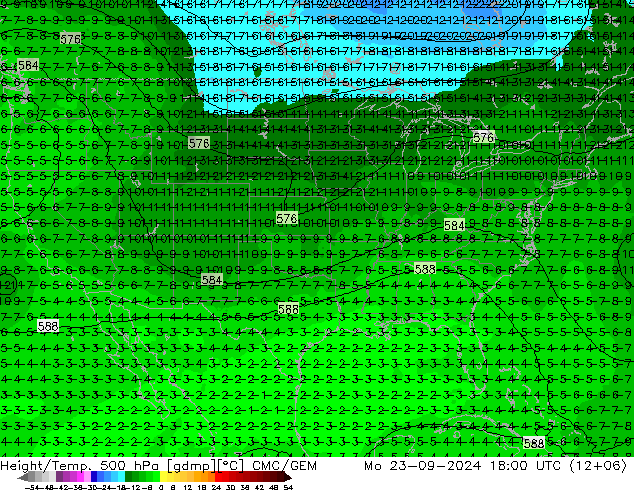 Height/Temp. 500 hPa CMC/GEM Seg 23.09.2024 18 UTC