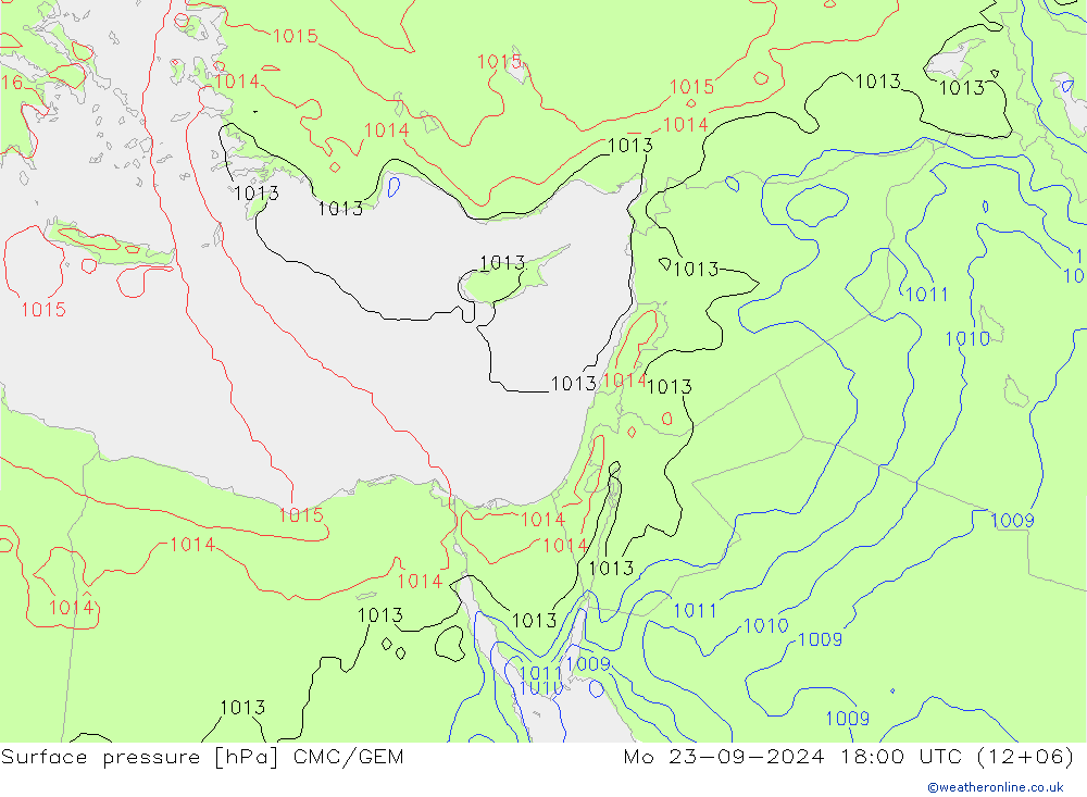 Luchtdruk (Grond) CMC/GEM ma 23.09.2024 18 UTC