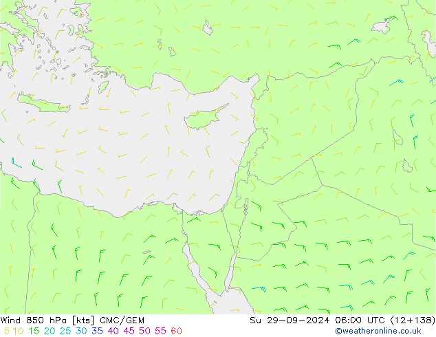 Wind 850 hPa CMC/GEM Ne 29.09.2024 06 UTC