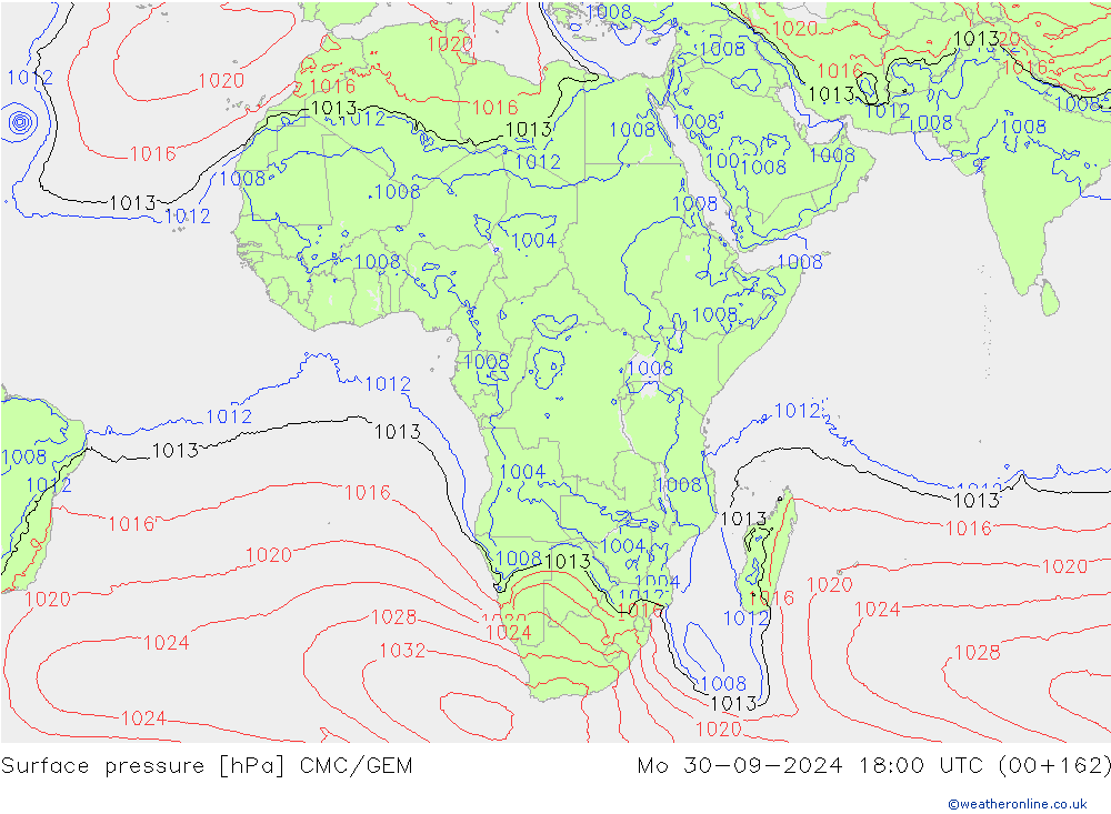 приземное давление CMC/GEM пн 30.09.2024 18 UTC